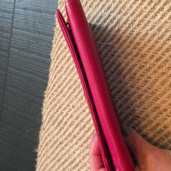 Tory Burch Raspberry Red Leather Card Long Wallet - Picture 8 of 8